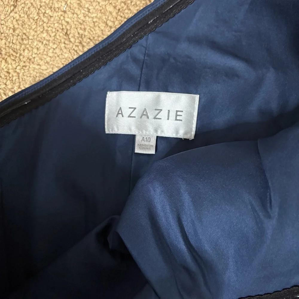 AZAZIE HAGRETTA One Shoulder Dark Navy Jumpsuit/Pantsuit Stretch Satin Dress 10 - Picture 6 of 9